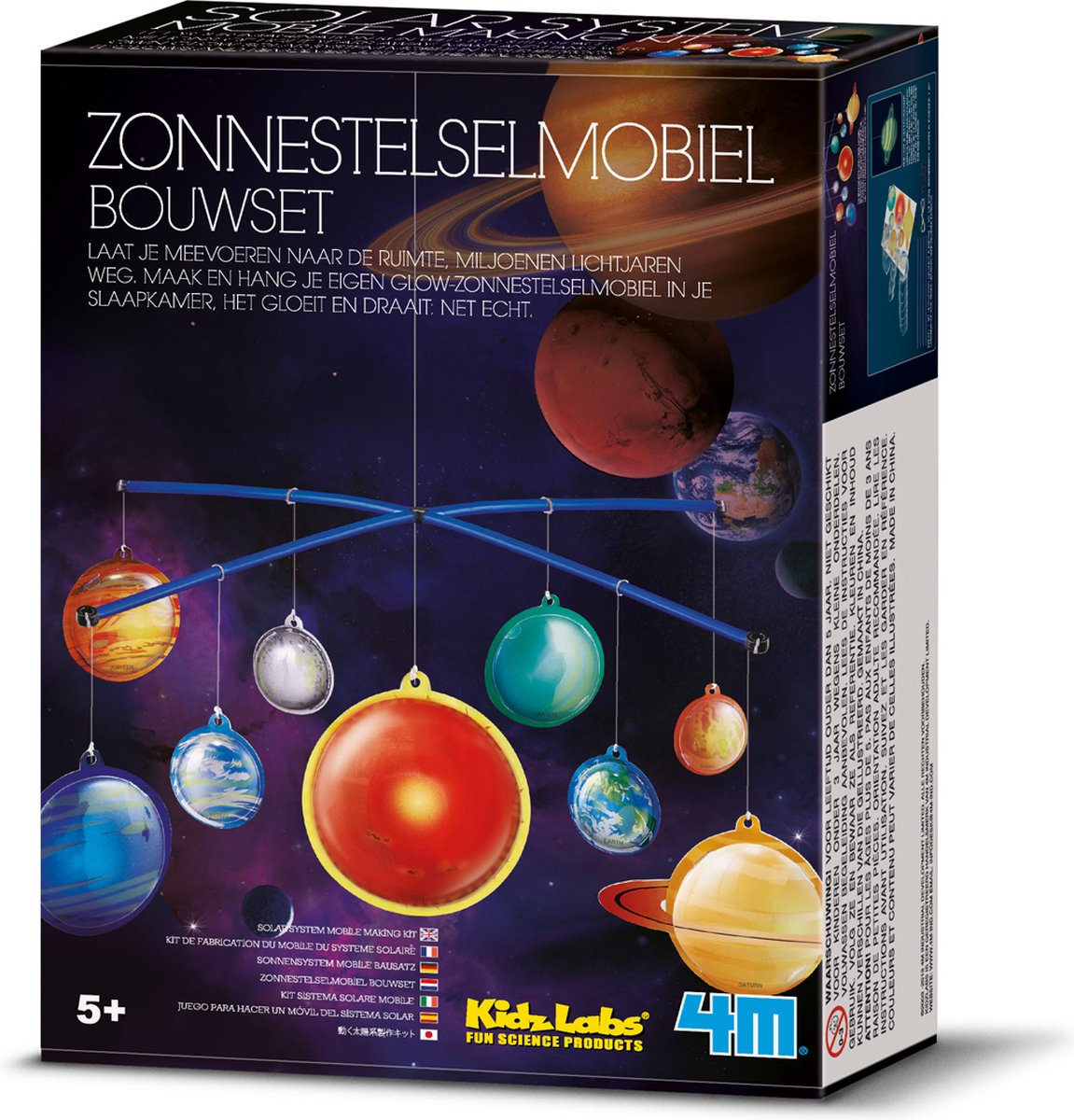 4M wetenschap en spel - bouwset zonnestelselmobiel - glow in the dark - modelbouw - kidzlabs - 5+