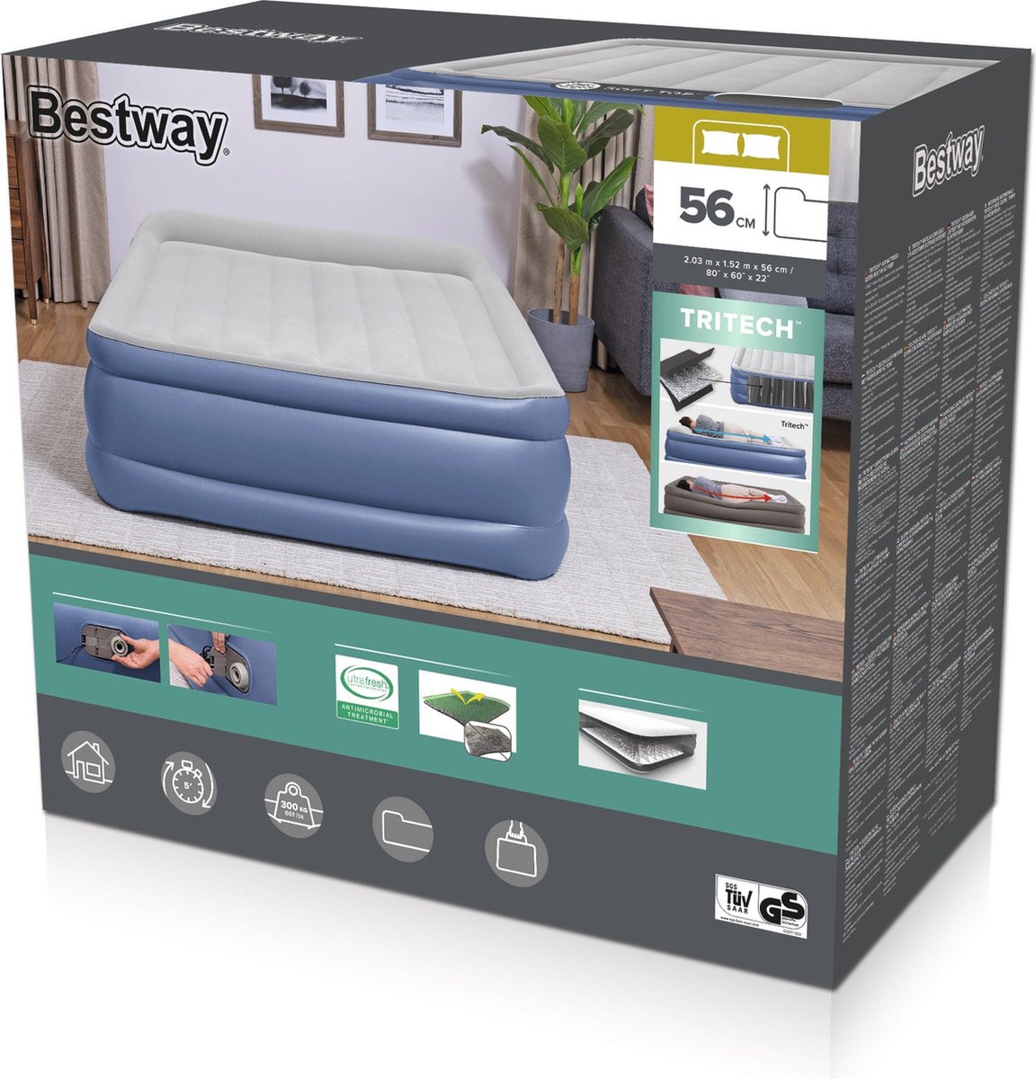Bestway tritech queen 2-persoons luchtbed