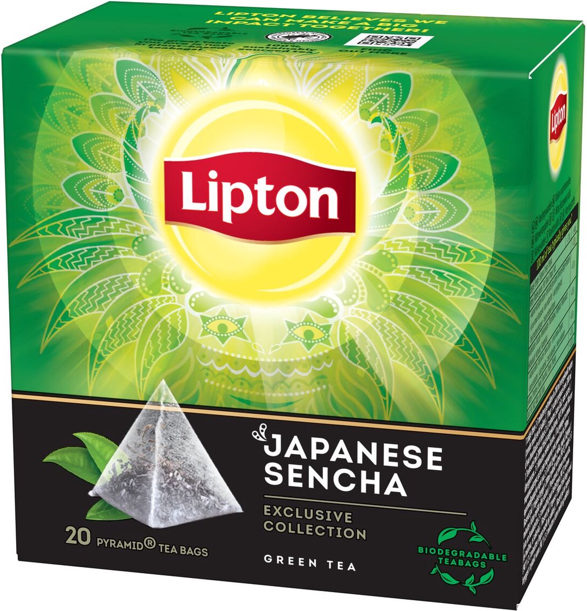 Lipton green tea japanse sencha - 80 theezakjes piramid - groene thee sencha - 4 x 20 zakjes - voordeelverpakking