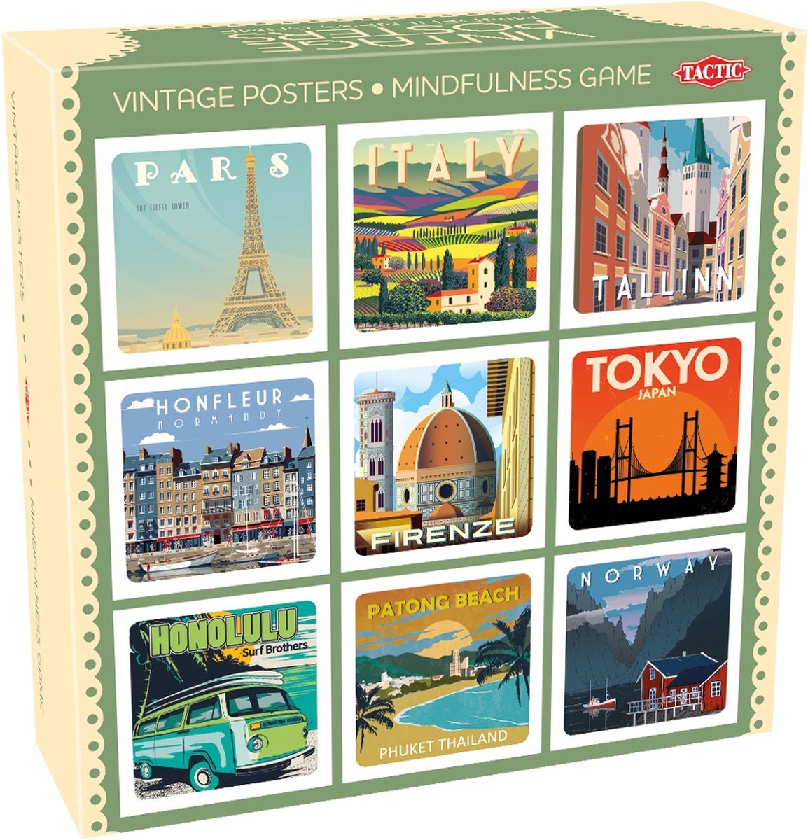 Tactic memo spel - vintage posters mindfullness spel - memo voor volwassenen