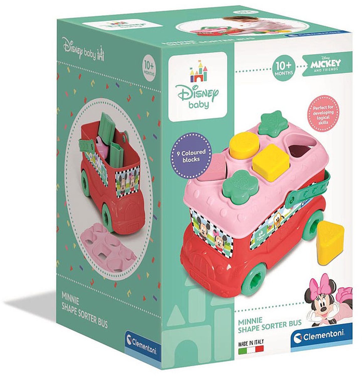 Clementoni Baby – minnie mouse vormenbus – blokkendoos – babyspeelgoed – blokken voor baby vanaf 10 maanden