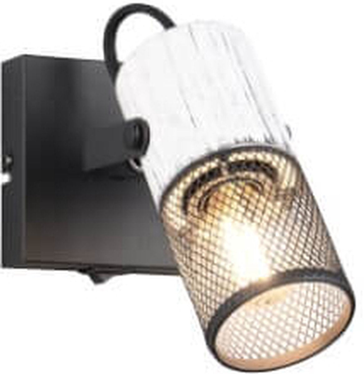 TRIO tosh - spot - zwart wit - excl. 1x e14 15w - wandspot met schakelaar - houten elementen in wit