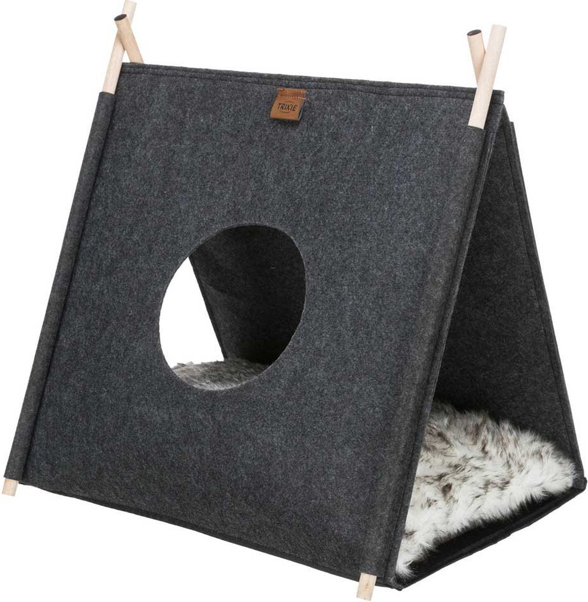 Trixie kattenmand tent elfie met kussen vilt antraciet