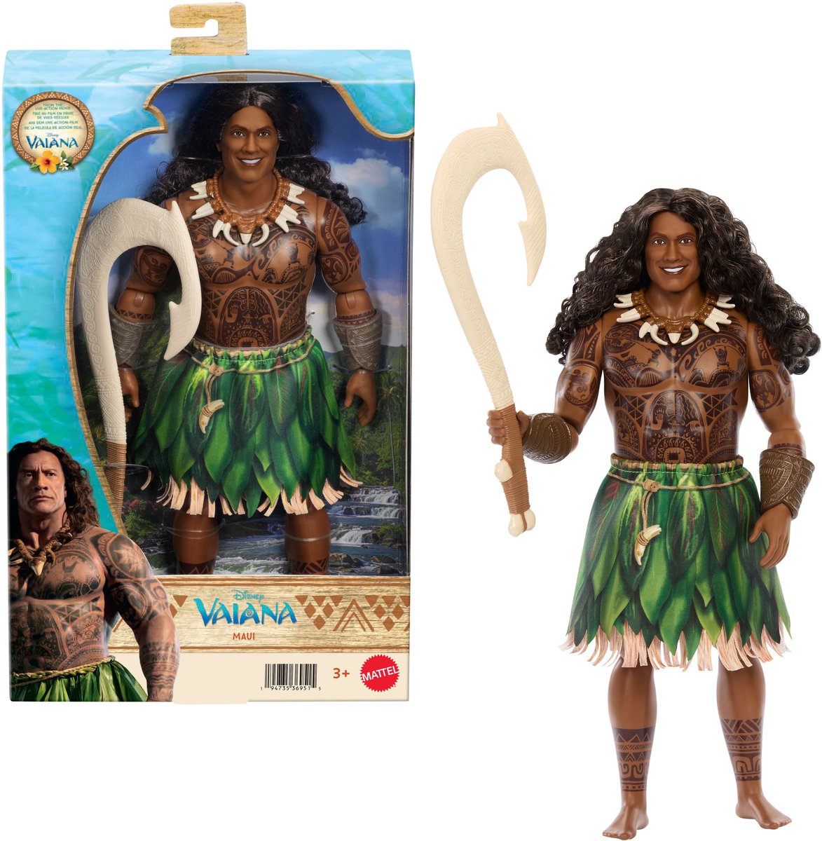 Disney vaiana maui pop met outfit die aan en uit kan en 4 accessoires - geïnspireerd op live-actionfilm