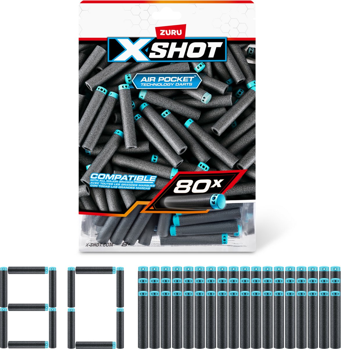 XSHOT X-shot air pocket technology darts - 80 pijltjes - speelgoedblaster