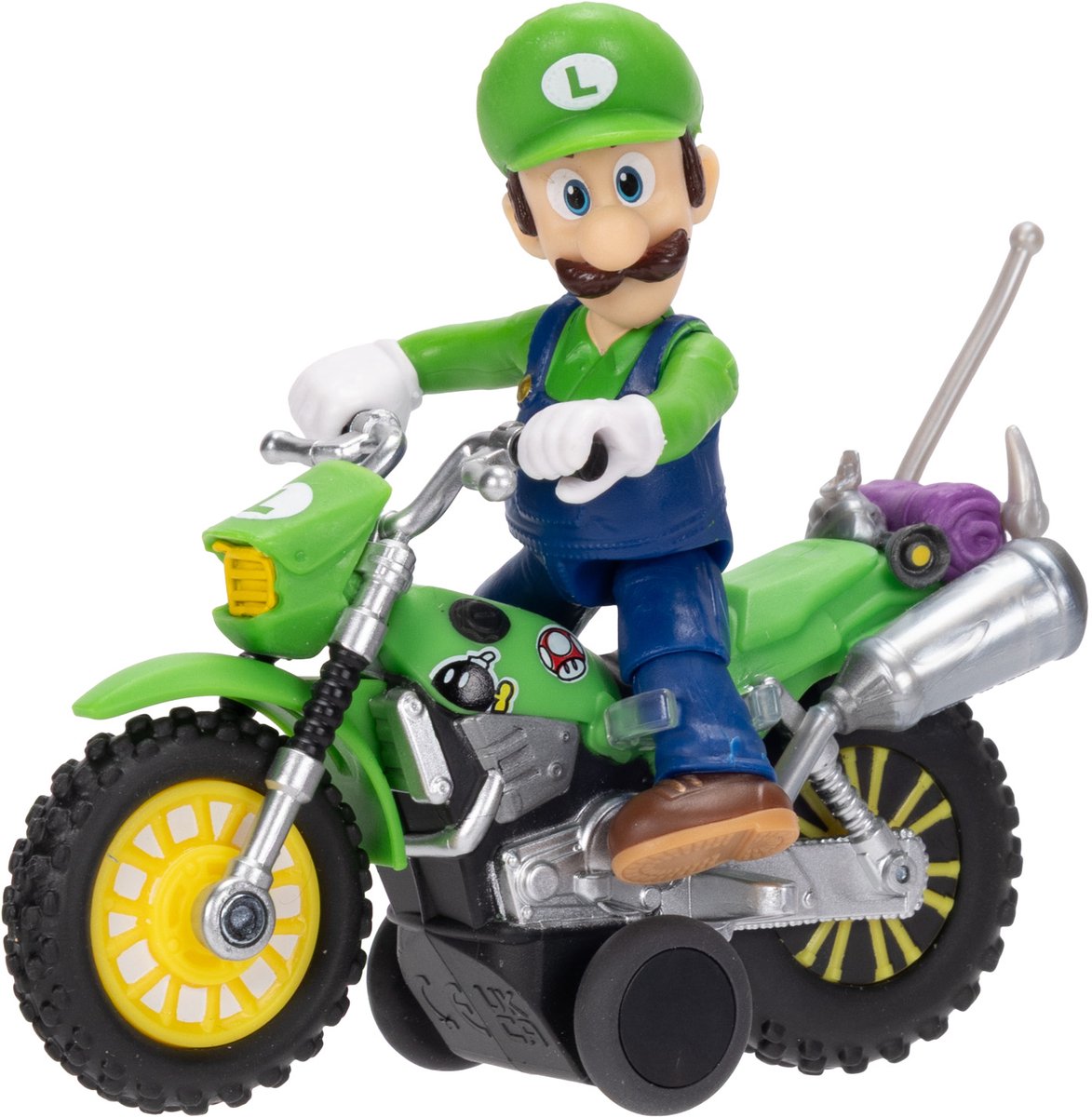 Jakks Super mario galaxy film – 6 cm figuur met motor met terugtrekmechanisme – luigi