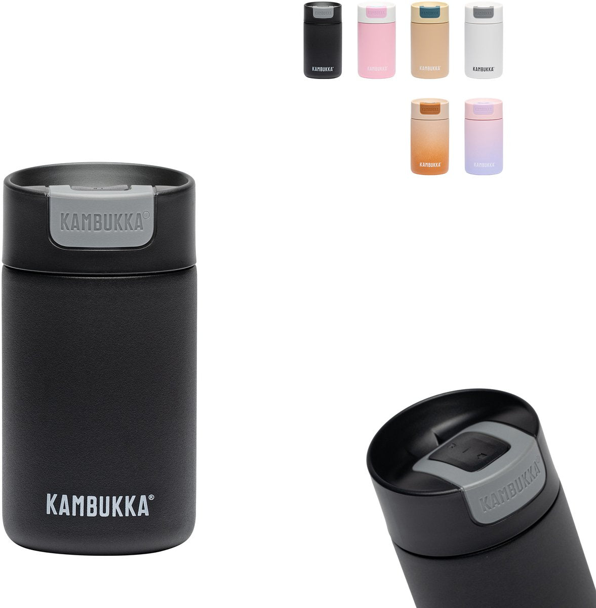 Kambukka olympus thermosbeker 300 ml - koffiebeker to go - makkelijk reinigen - lekvrije koffiebeker - rvs - zwart