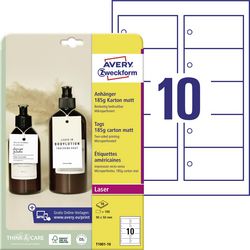 Hanglabels AVERY ZWECKFORM T1001-10 Karton Wit