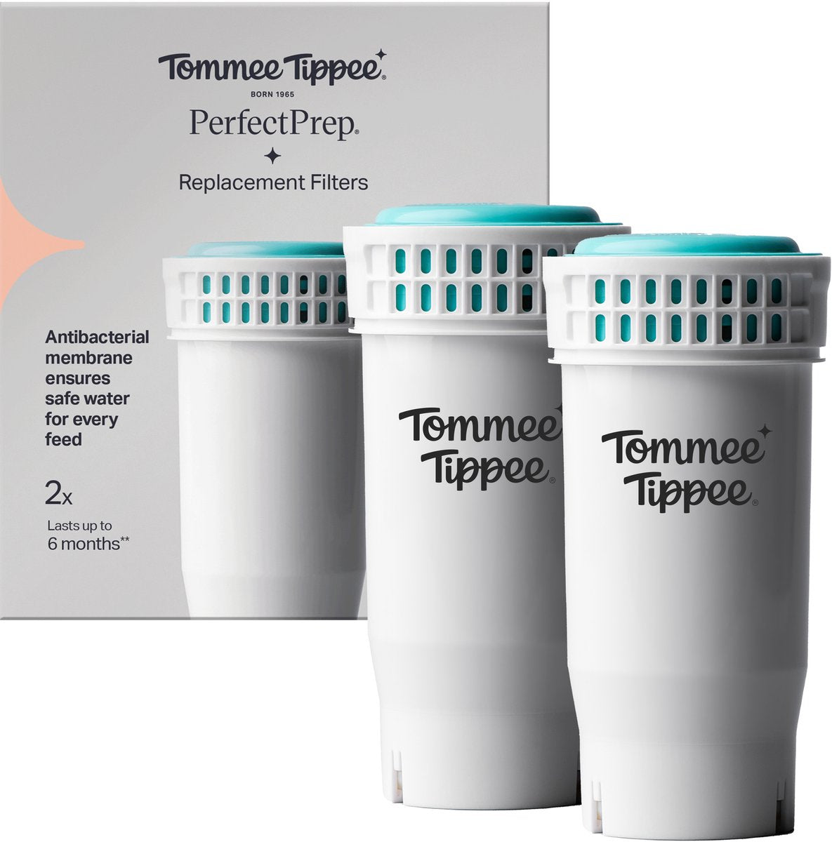 Tommee Tippee perfect prep vervangende filter - set van 2 - antibacterieel filter compatibel met alle perfect prep toestellen