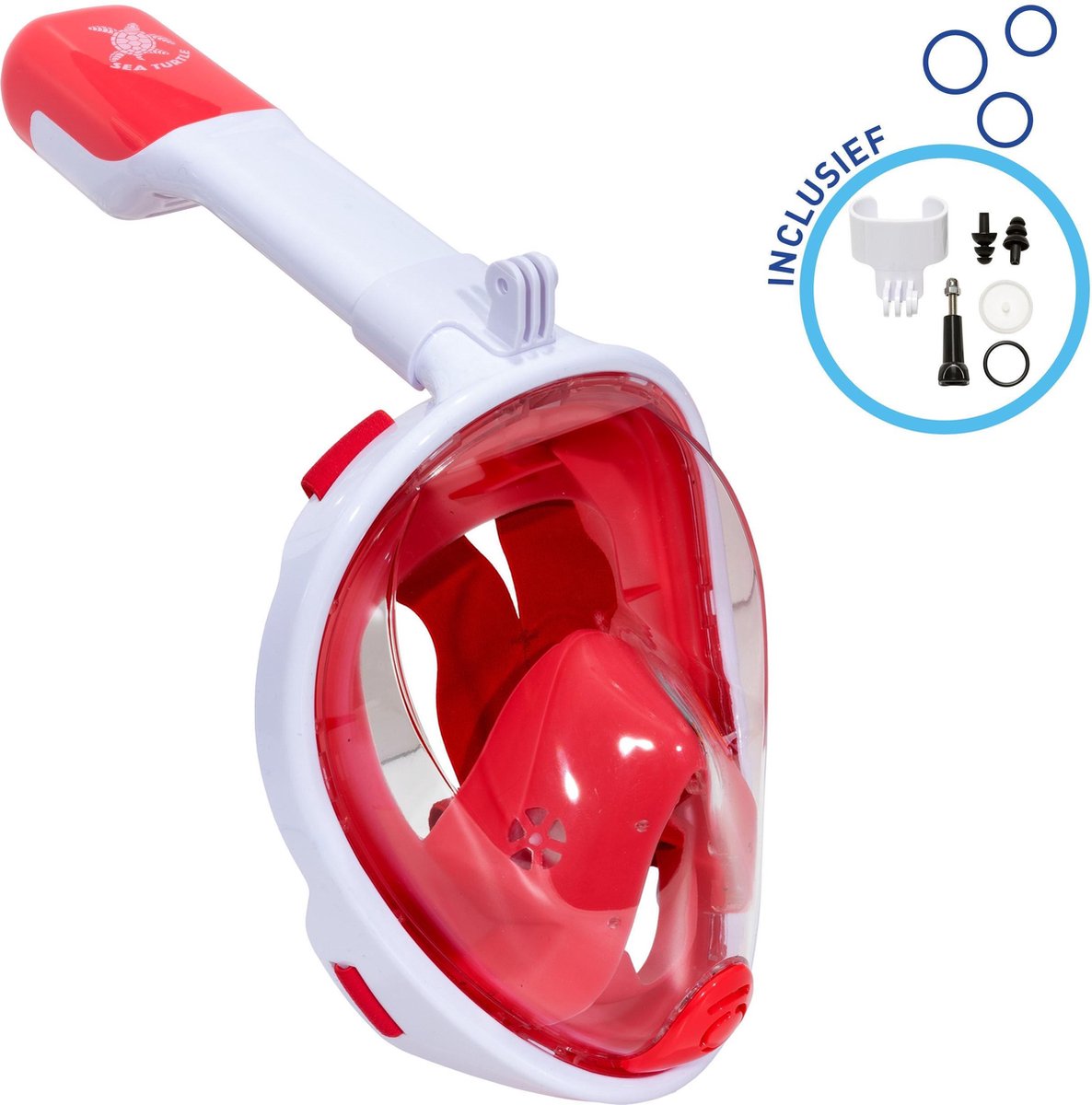 Sea Turtle snorkelmasker - snorkel - duikbril - snorkelset - full face masker - volwassenen - wit coral - s m