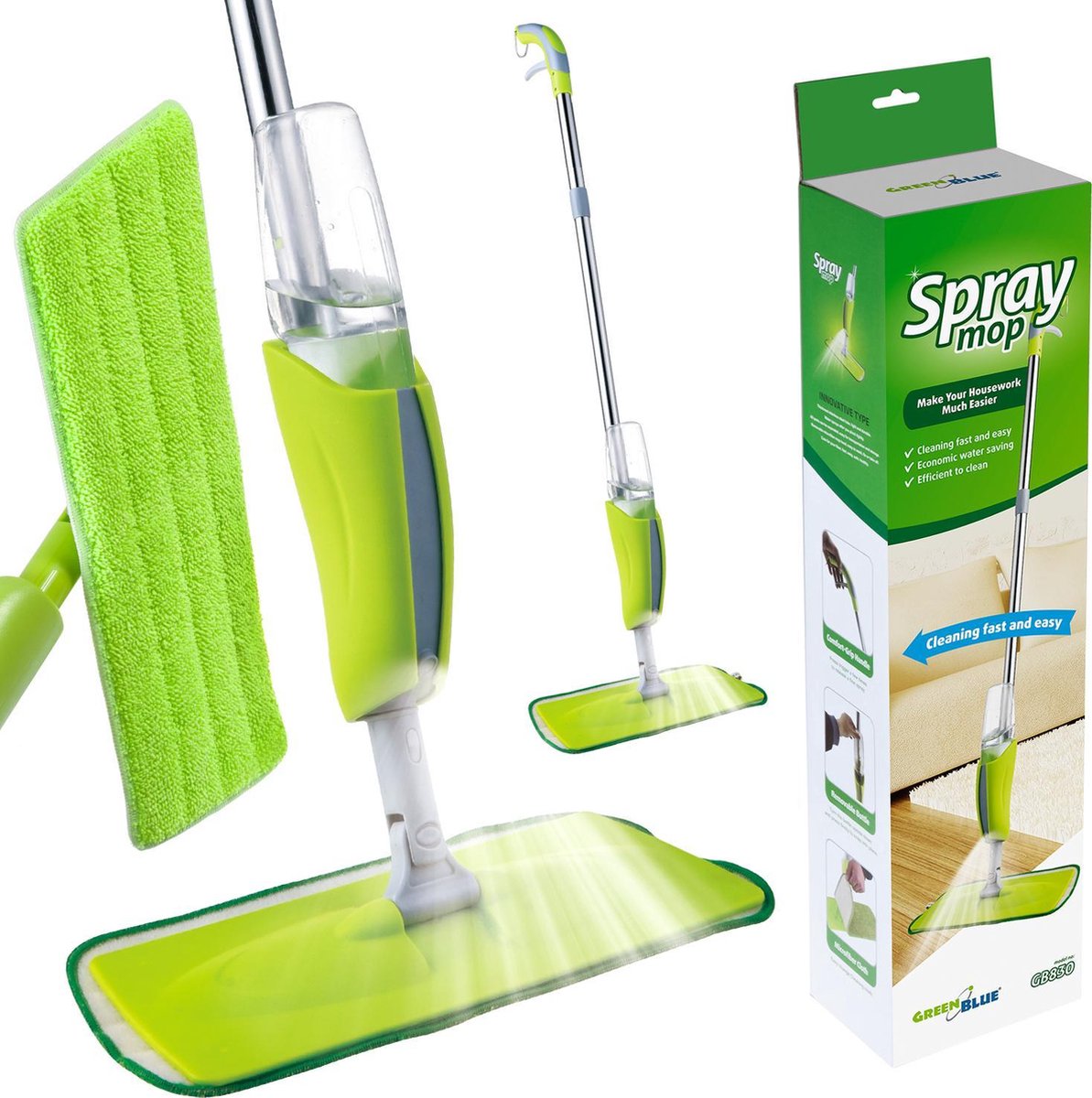 GreenBlue Vloerwisser met spray functie met 2 extra vervanging gb830