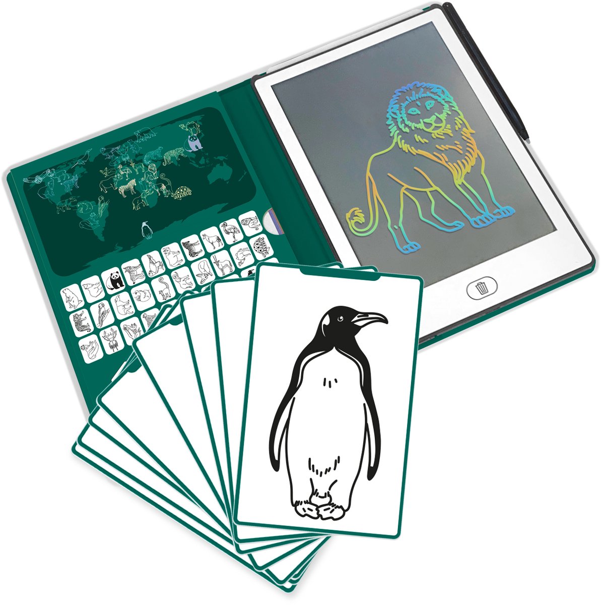 Kidywolf - kidydraw mini tekentablet - dieren over de hele wereld thema - educatief - 4+ jaar