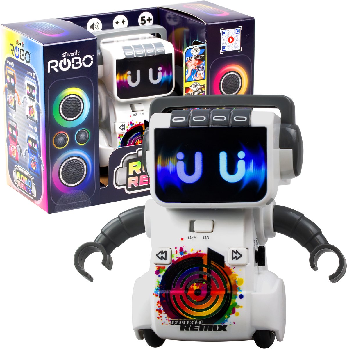 Silverlit Robo remix wit - interactieve speelgoedrobot met licht, geluid muziekspelletjes - danst op muziek