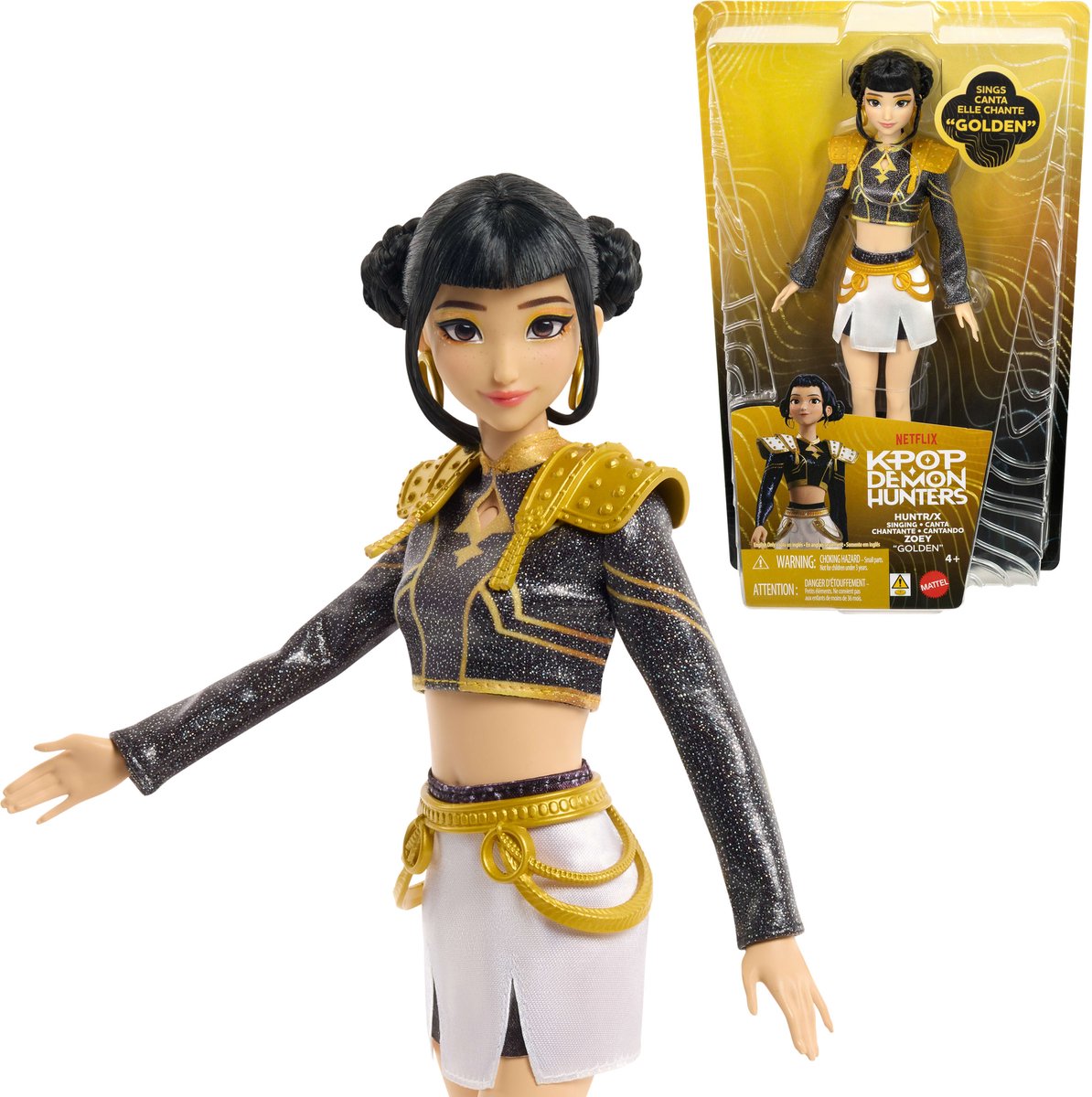 Mattel Kpop demon hunters huntr x zoey 'golden' zingende pop in outfit