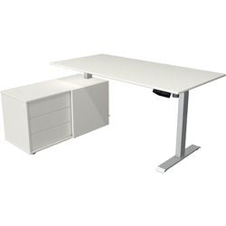 Zit-sta-bureau Kerkmann 10220910 Melamine; staal Zilver; Wit