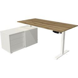 Zit-sta-bureau Kerkmann 10216455 Melamine; staal Eiken; Wit