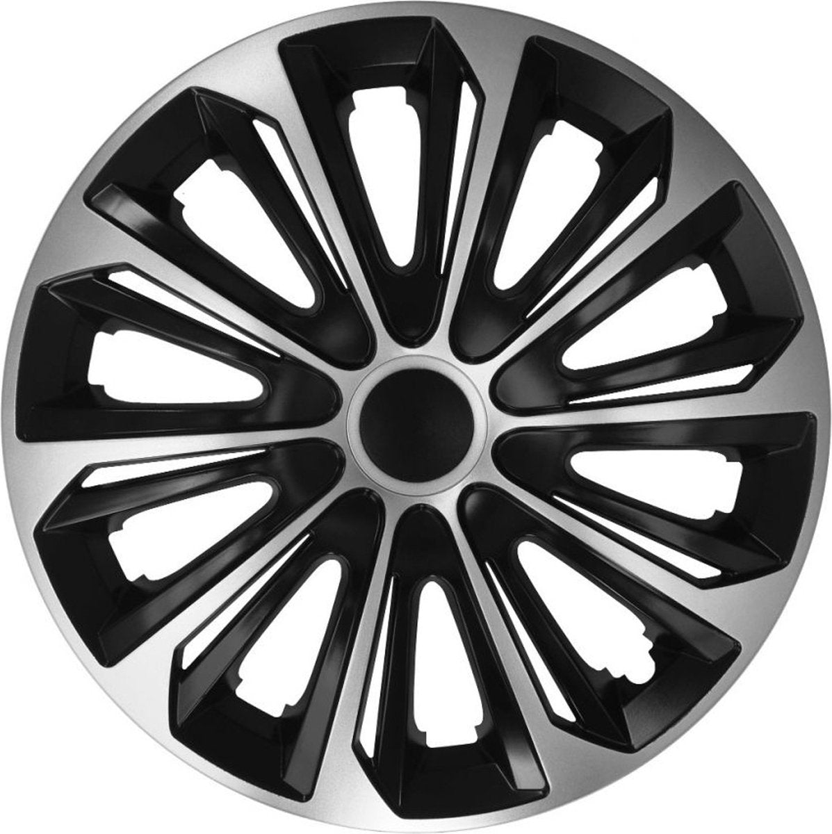 NRM sterk - wieldoppen - maat 15 - duocolor: zwart zilver - 4 stuks