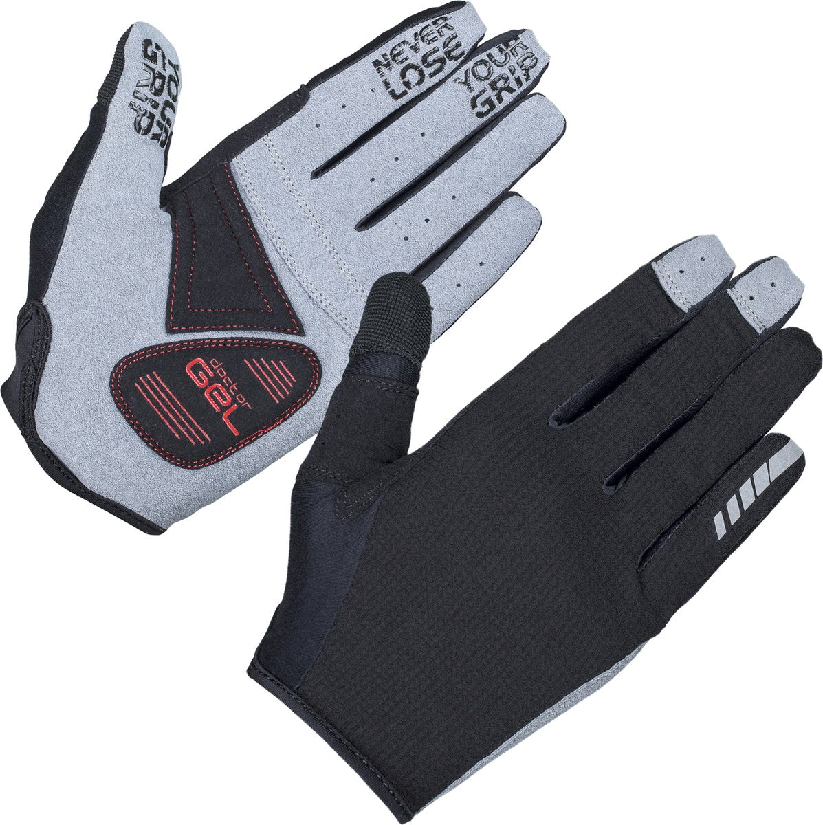 GripGrab - shark padded lange vinger zomer mtb gravel fietshandschoenen met padding - zwart - unisex - maat m