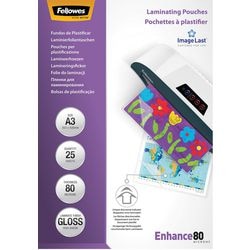 Lamineerhoezen Fellowes 5396403 80 micron Transparant Pak van 25