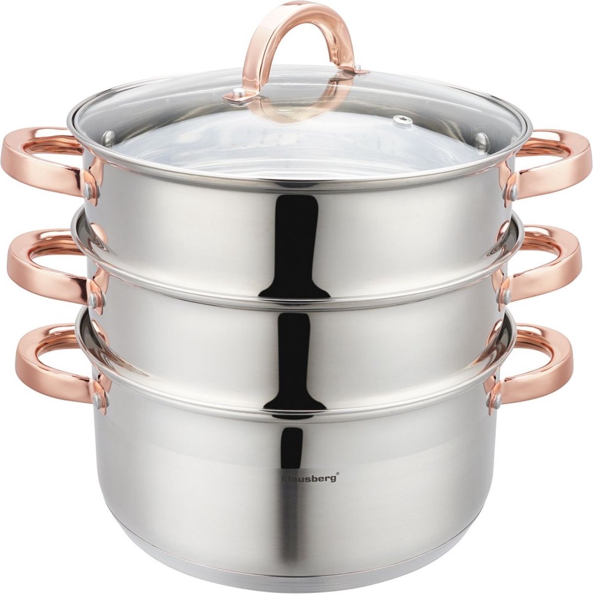 KLAUSBERG 7735 - stoompan - 4 delig - 24 cm - 5 liter - rvs - alle warmtebronnen