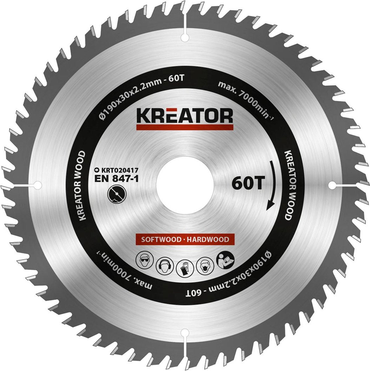 Kreator krt020417 zaagblad hout 190 mm - 60t