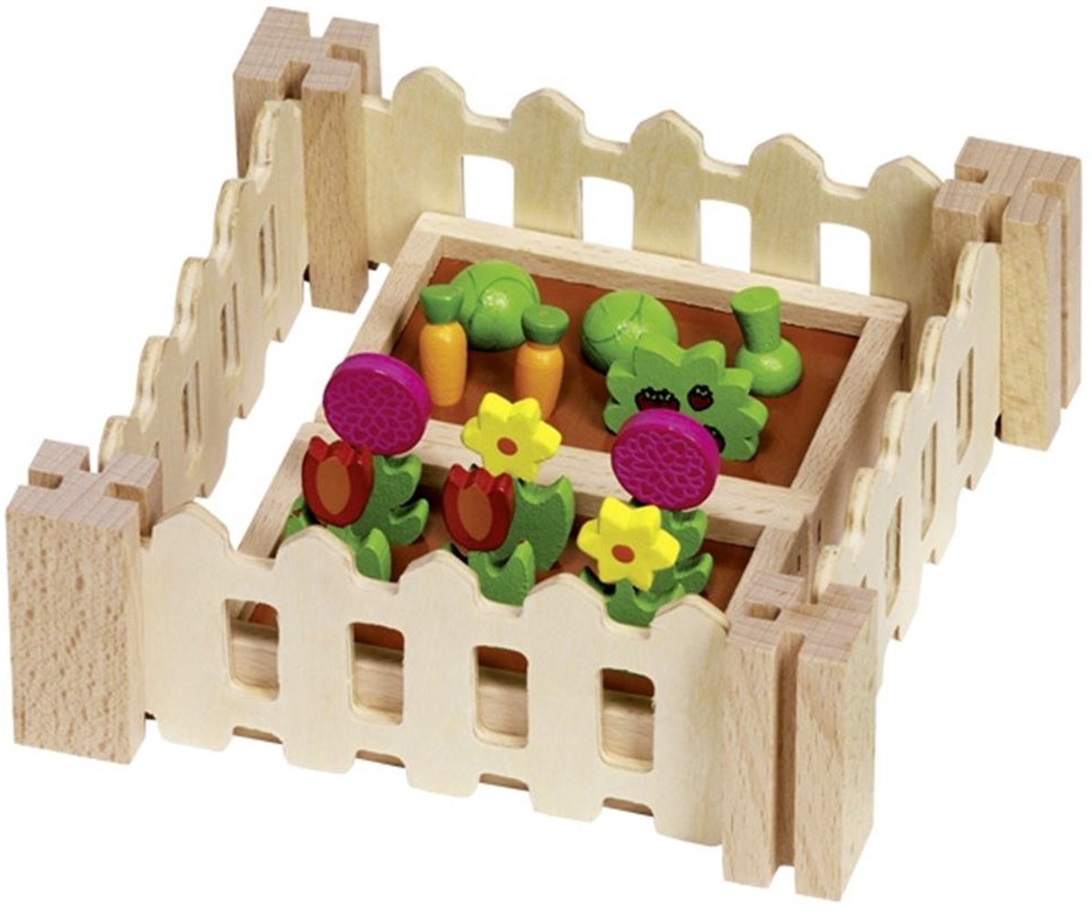 Goki Poppenhuisaccessoires: mijn kleine tuin, bloembed 8x5x3cm, 3