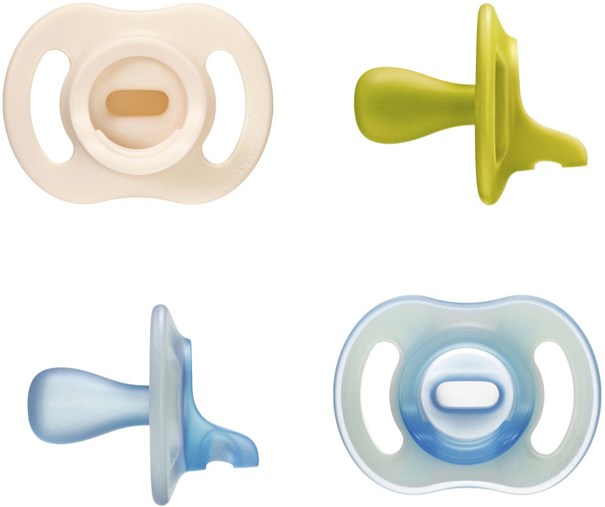Tommee Tippee ultra-light stayput dag et nacht fopspenen - 6-18 maanden - set van 4 - glow in the dark fopspeen uit één stuk