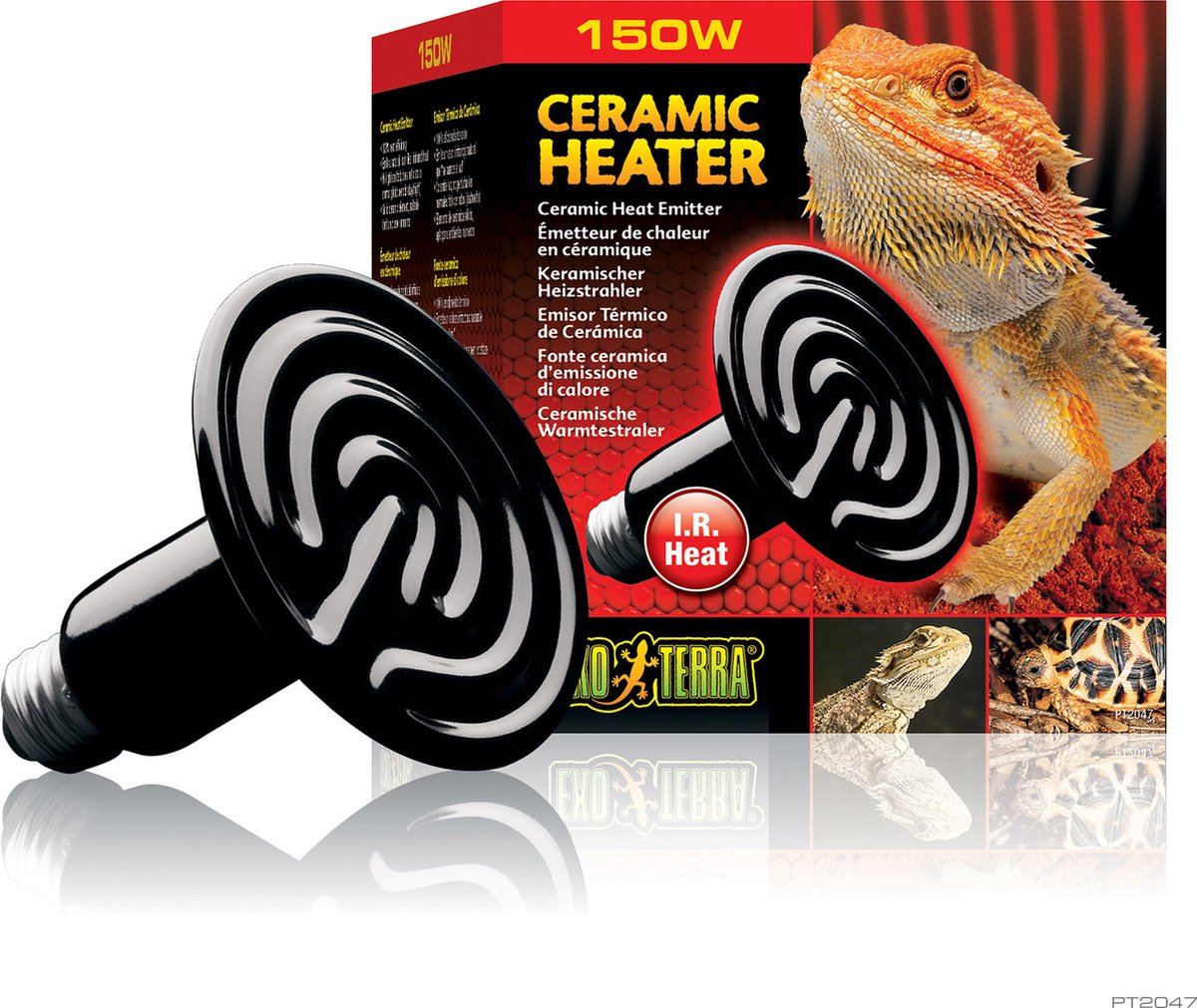 Exo Terra - verwarming - reptielen - keramische warmtestraler 150w - 10.5x10.5x13.5cm - 1st