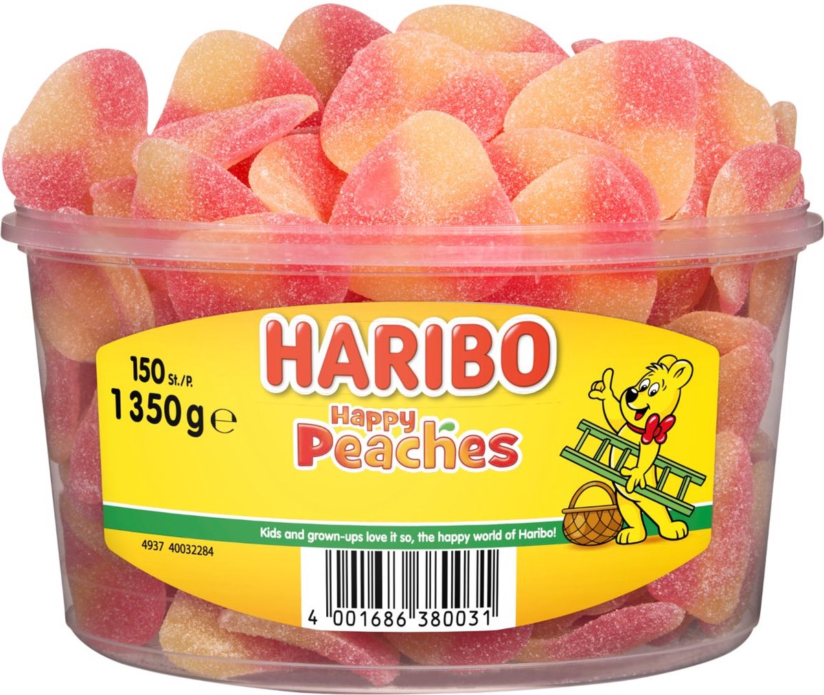 Haribo happy peaches - snoep in perziksmaak - 150 stuks silo