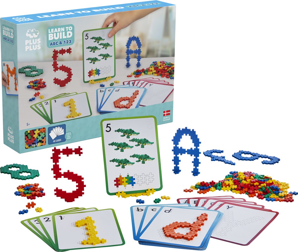 Plus-Plus learn to build abc 123 bouwset - 3909 - bouwspeelgoed - constructiespeelgoed - set met 600 bouwstenen - vanaf 5 jaar