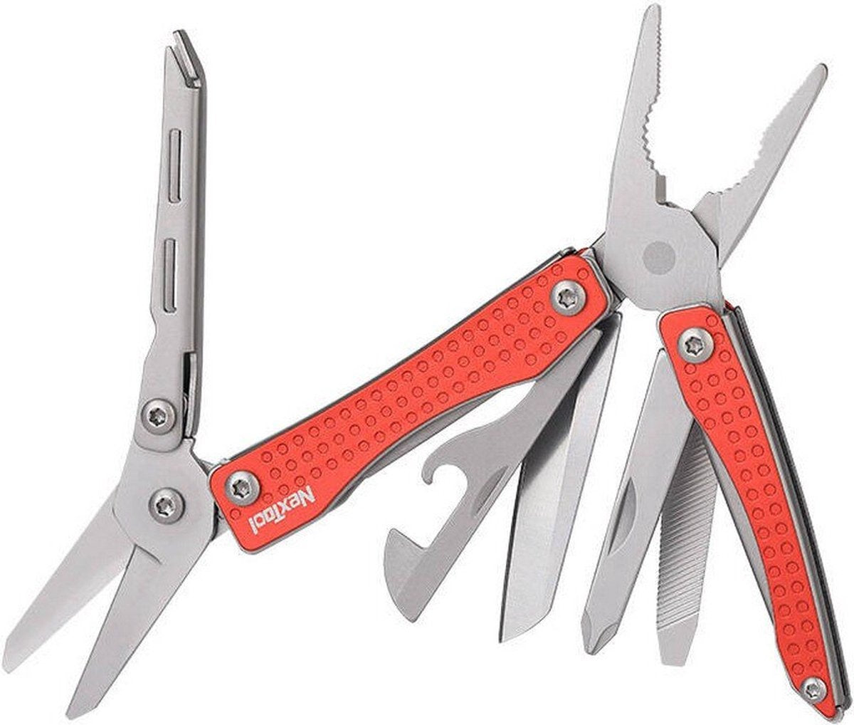 NexTool mini flagship – multitool 10-in-1 – rood rvs – compact duurzaam
