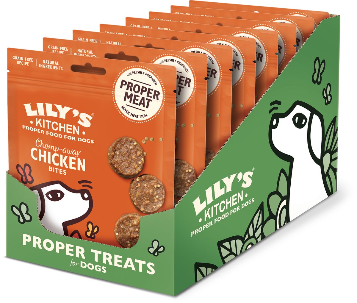 Lily's Kitchen - hondensnacks - chomp-away kip bites - kip - 8 x 70 g