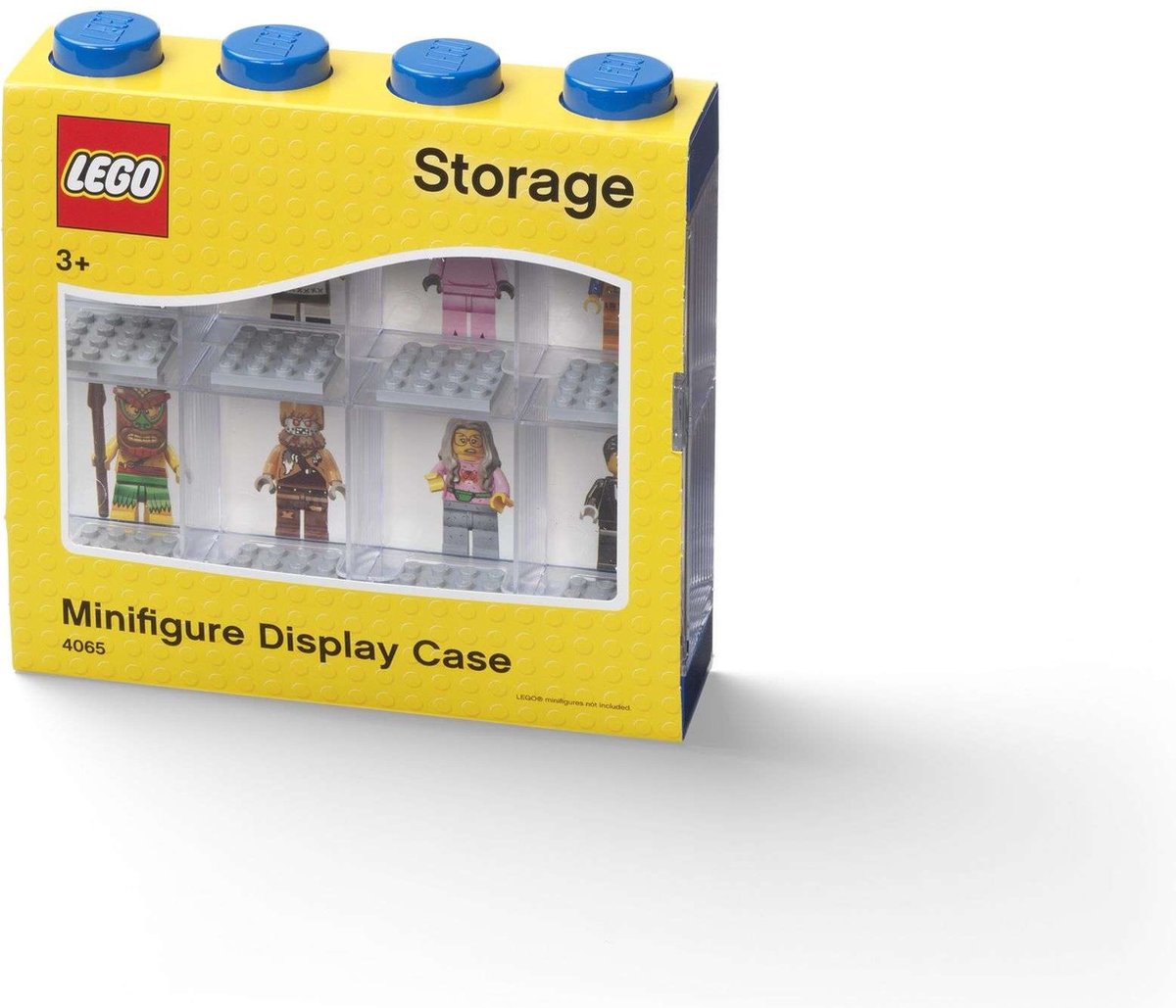 LEGO - vitrine - voor minifigures - 8 vakken - stapelbaar - ophangbaar - rechthoekblauw