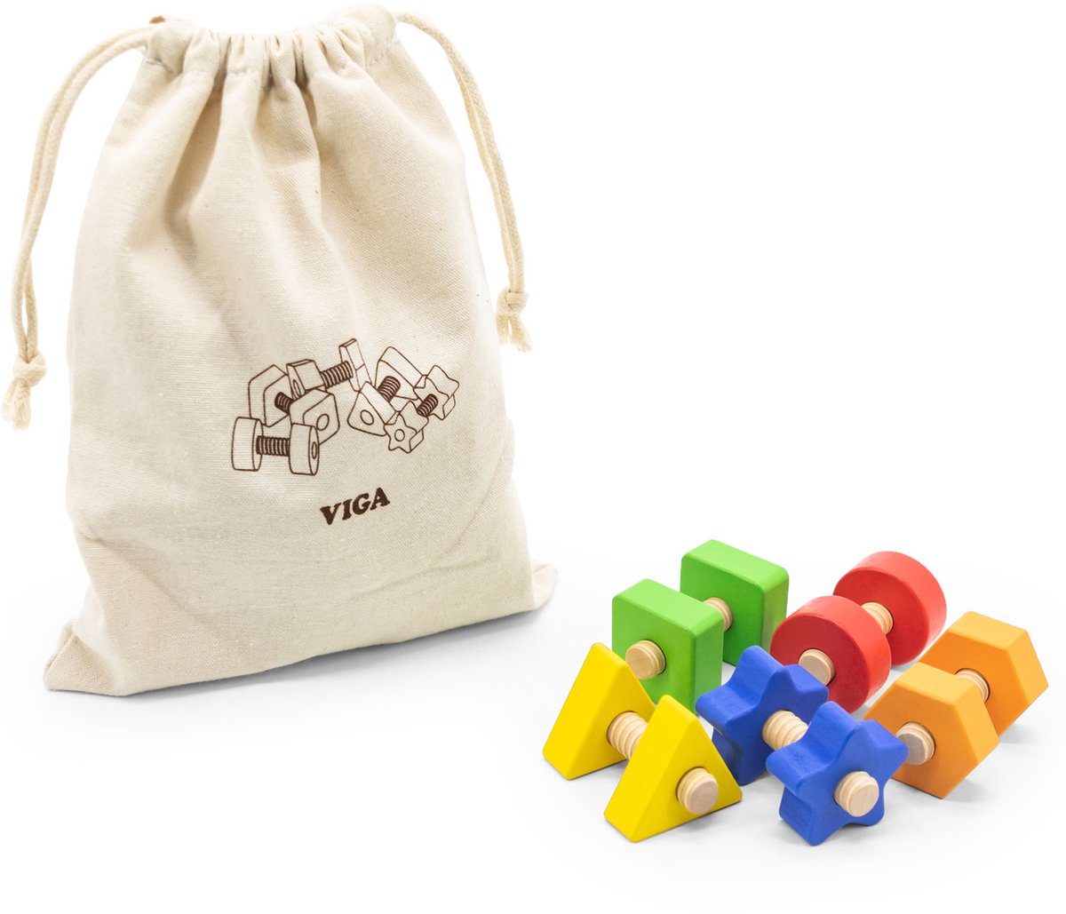 Vigatoys Viga moeren en bouten match en twist skill toy - uni