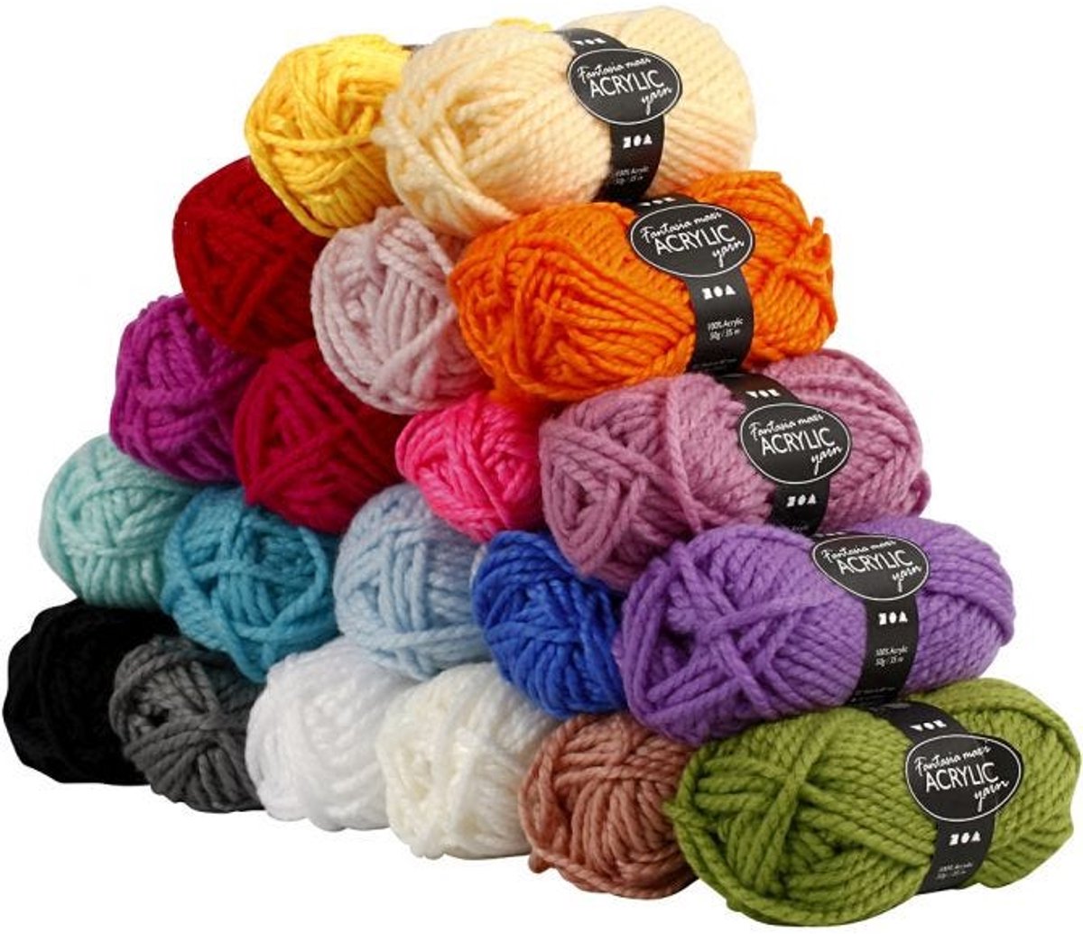 Creativ Company fantasia acrylgaren - set 20x50 gr - multikleurig