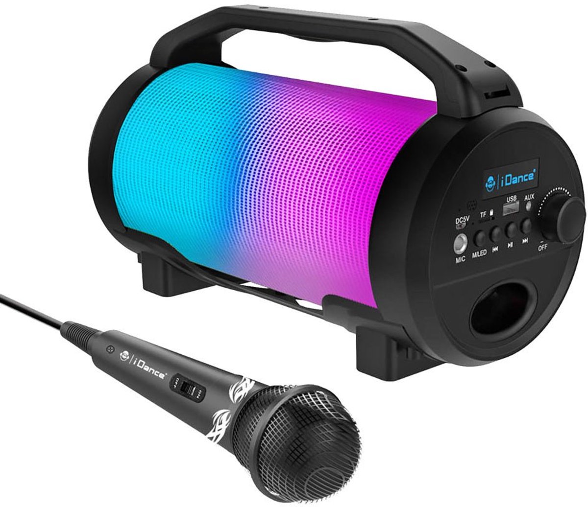 IDance cyclone400bk karaoke set - bluetooth party speaker met disco led-verlichting - inclusief microfoon