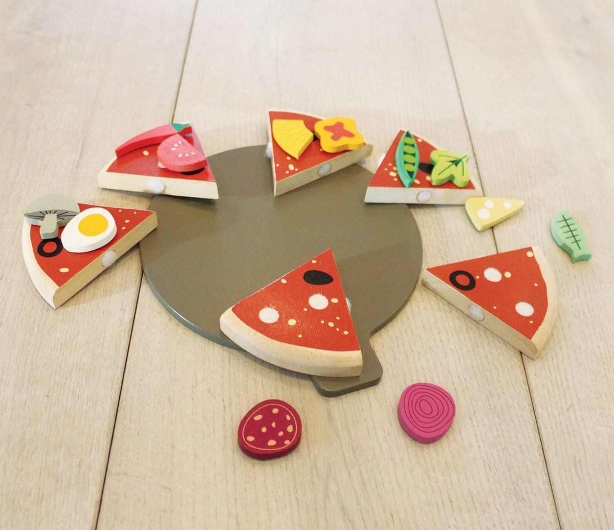 Tender Leaf Toys Tender leaf playing - pizza party - 22,2x19x3,5cm - hout - 3 jaar