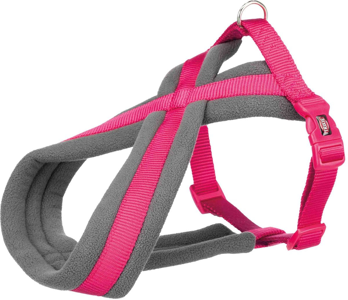 Trixie Hondentuig - verstelbaar fuchsia 60-100x2.5cm - comfortabel met vliesvulling