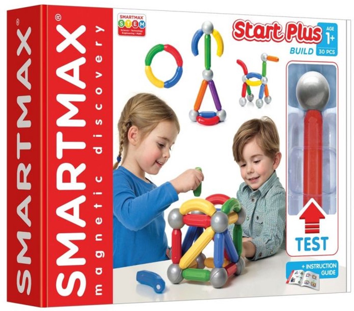 SmartMax start plus - magnetisch bouwspeelgoed - 30-delige basisset met gebogen staven - educatief speelgoed voor peuters en kleuters - vanaf 1 jaar