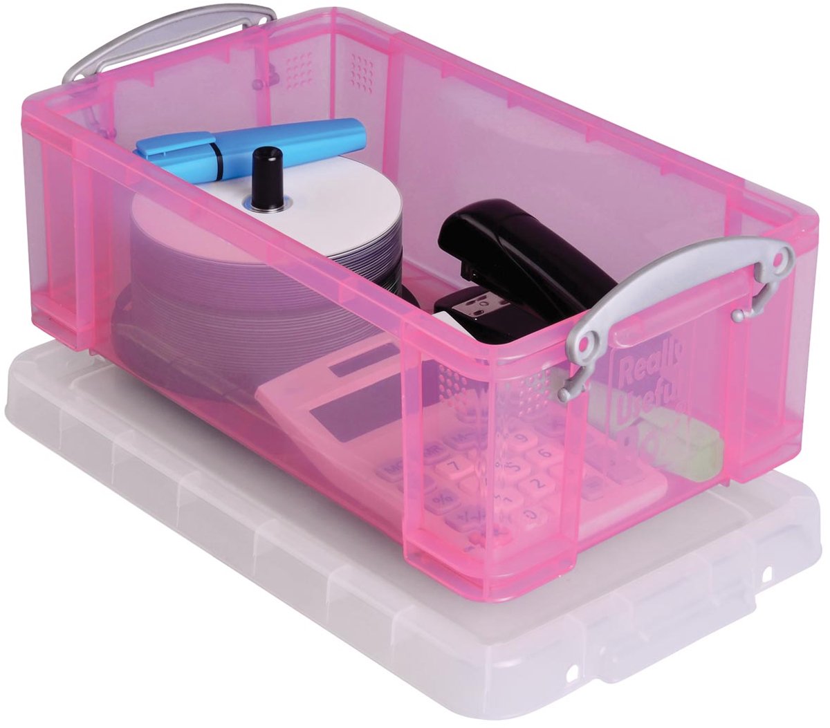 Really Useful Boxes Really useful box 9 liter transparant roze