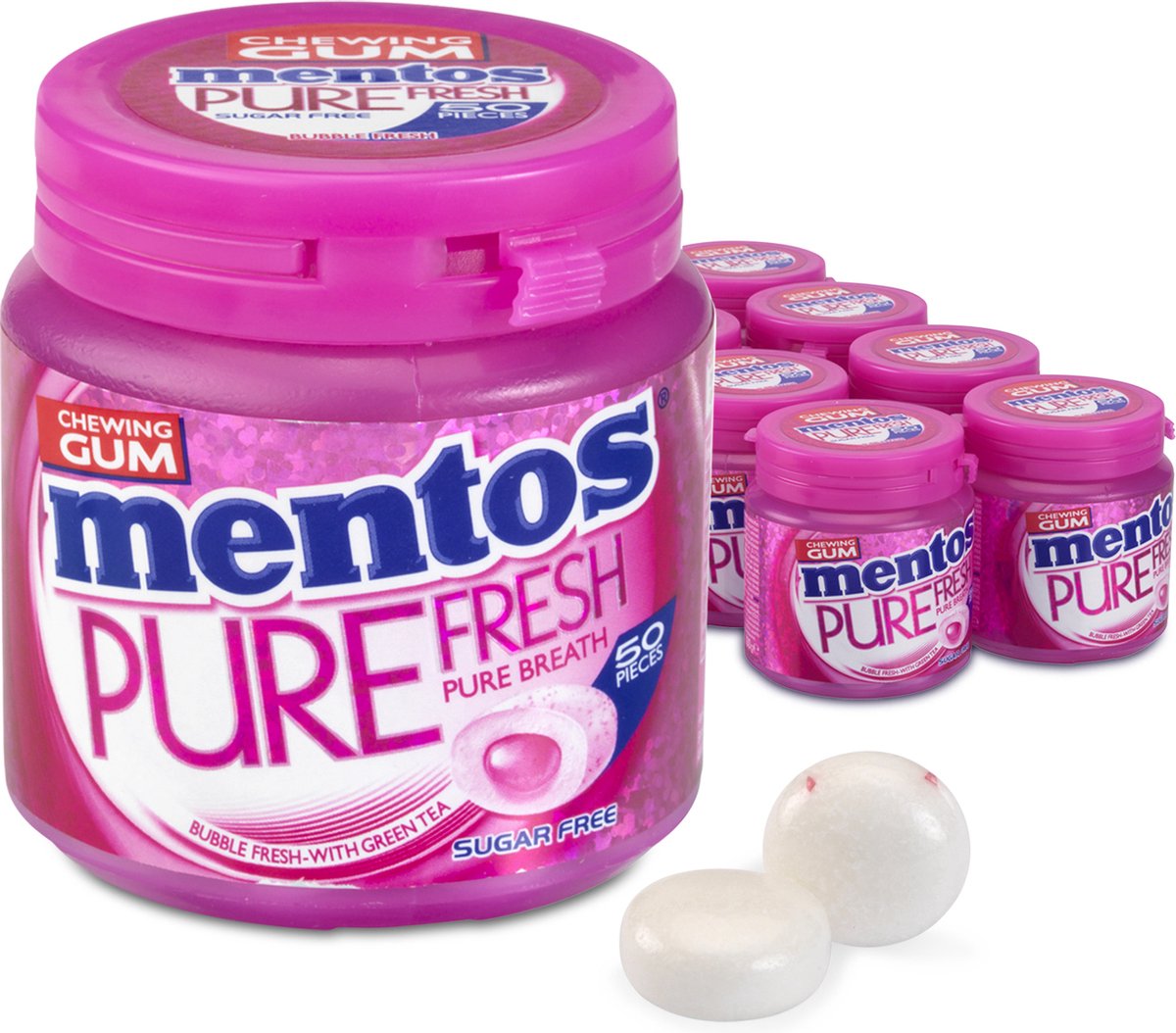 Mentos Gum pure fresh bubblefresh - kauwgom - suikervrij - 8x50stuks