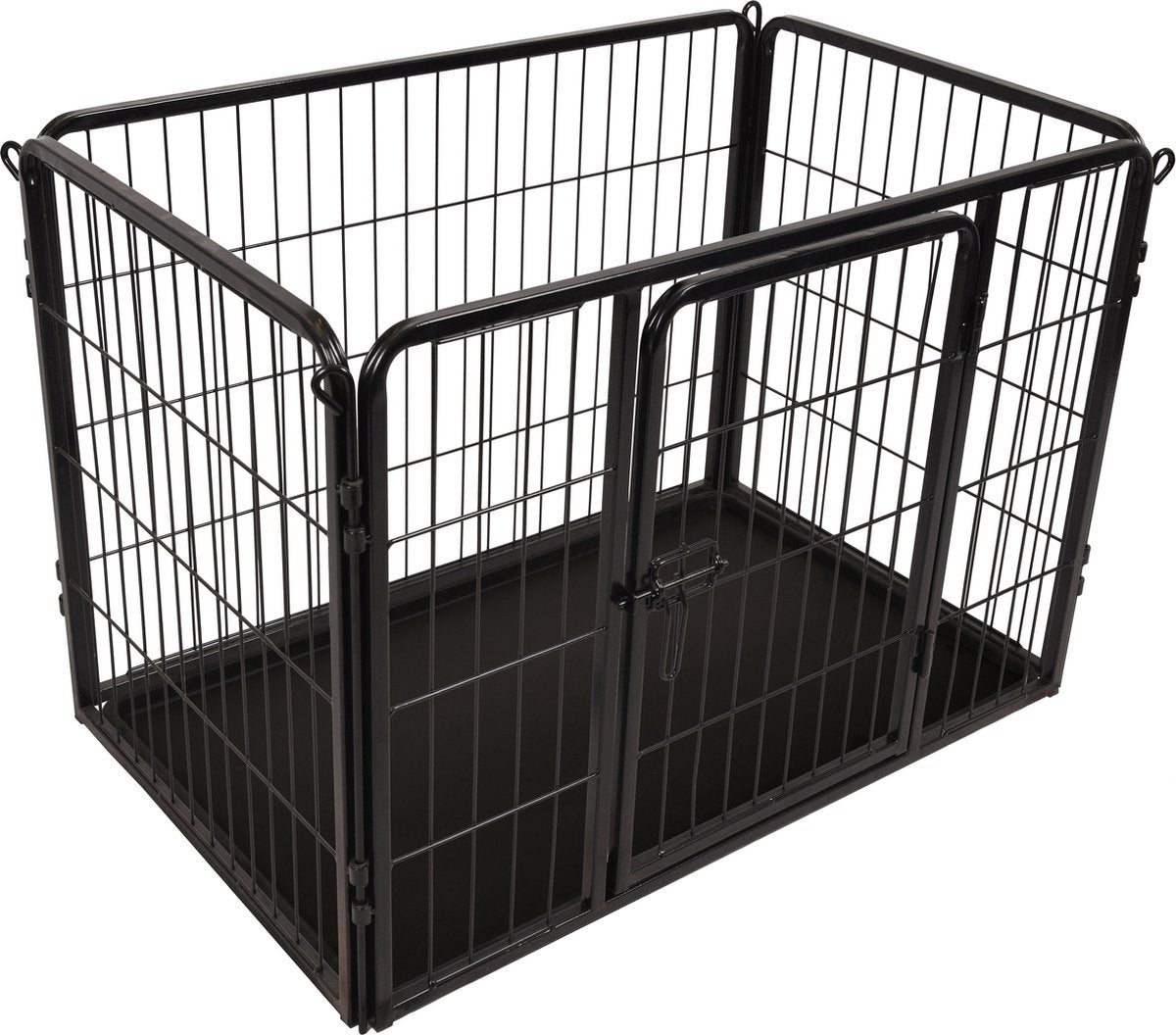 Flamingo Hondenren – puppyren – hondenkennel – hondenbench – kazan zwart s – 93x59x64cm – metaal met epoxy coating – schuifslot – uitneembare lade – voor kleine honden – binnen