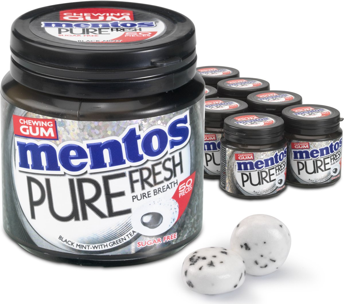 Mentos Gum pure fresh blackmint - kauwgom - suikervrij - 8x50stuks