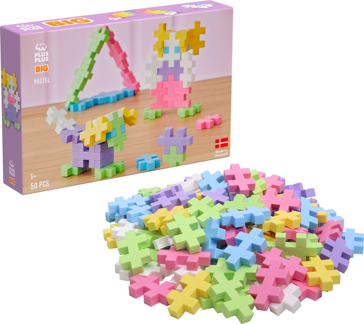 Plus-Plus big pastel 50 delige bouwset - 3273 - bouwspeelgoed - constructiespeelgoed - set met bouwstenen - vanaf 1 jaar