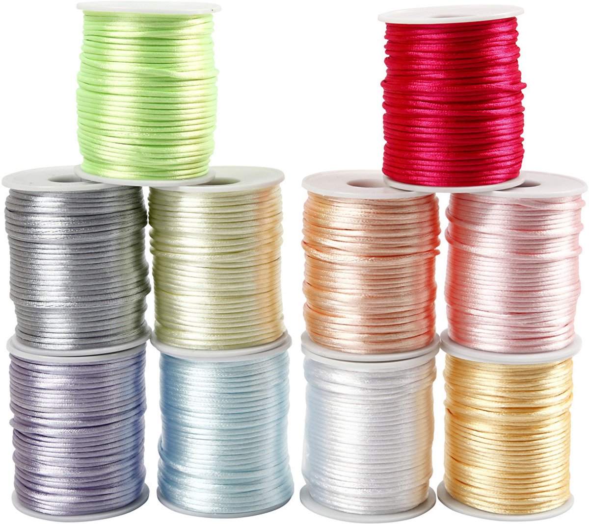 Creativ Company satijnkoord 2mm pastel 10 pastelkleuren