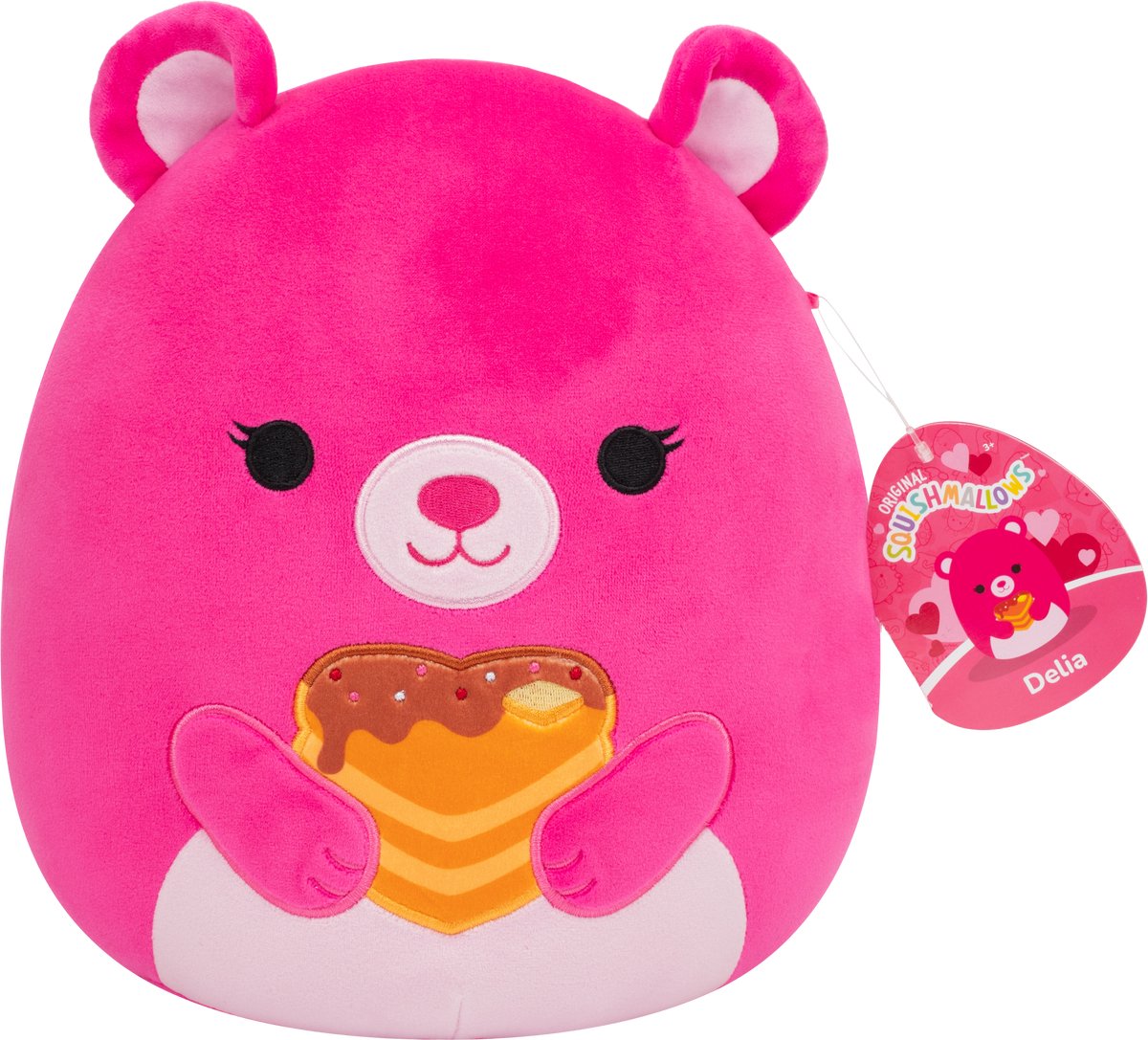 Squishmallows Squishmallow valentijnsdag - 19cm plush delia - pink bear holding heart pancakes