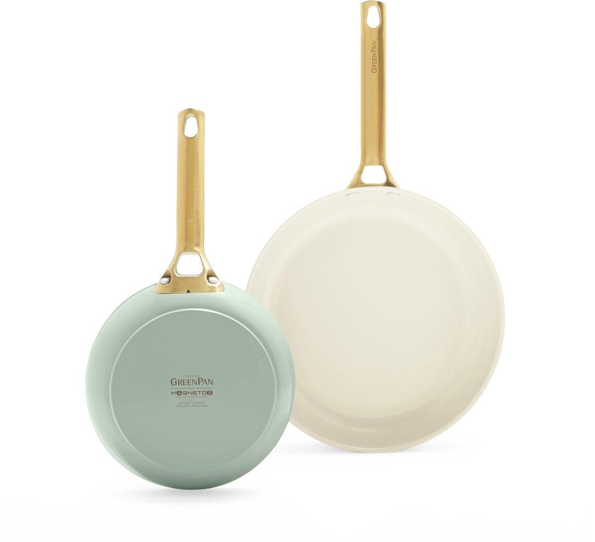 GreenPan padova keramische antiaanbaklaag koekenpannenset 2-delig - ø 20-26cm - pfas-vrij - inductie pannenset - inductie koekenpan - inductie koekenpan - ovenbestendig tot 200°c - vaatwasserbestendig - rvs handgrepen - zonder deksels - muntgroen