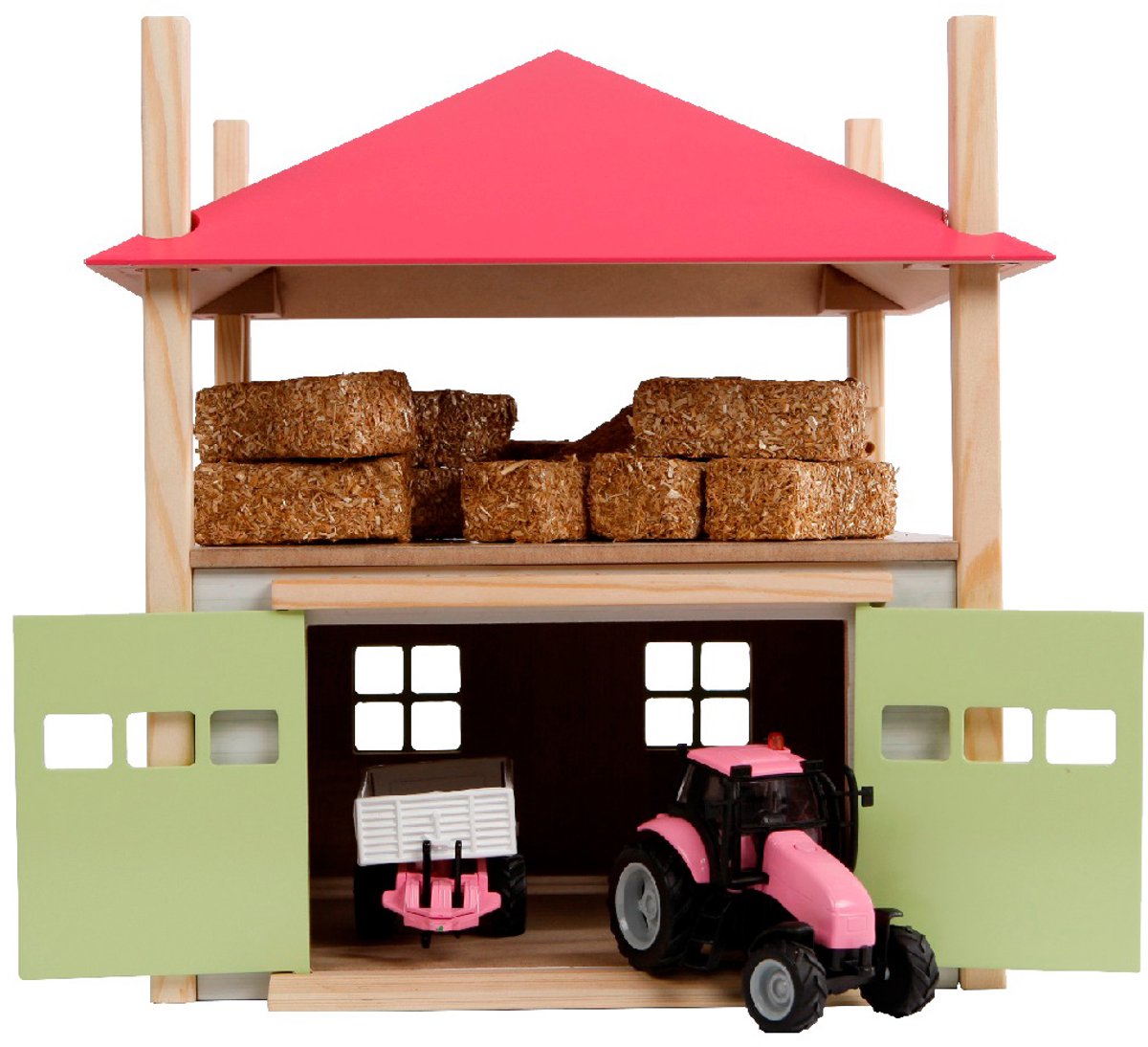 Kids GLOBE houten hooiberg met berging 1:32 - roze