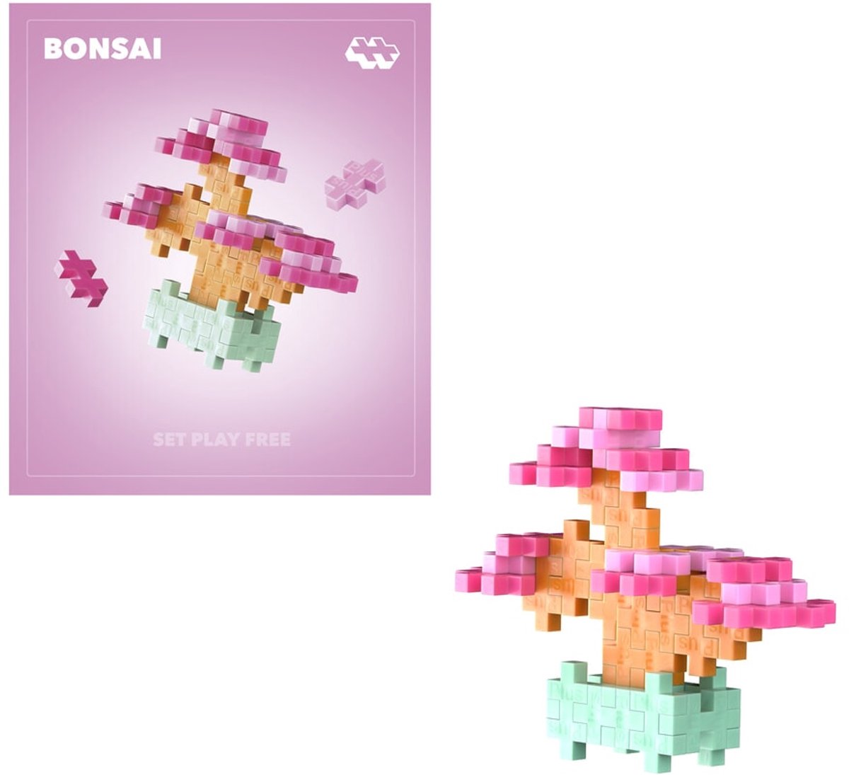 Plus-Plus plant pack bloem bonsai roze 4339 - botanical bouwspeelgoed - constructiespeelgoed - set met 50 bouwstenen - vanaf 5 jaar