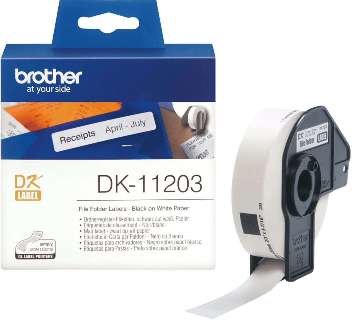 Brother Dk-11203 die-cut label: 87x17mm - map label - white (300 labels roll)